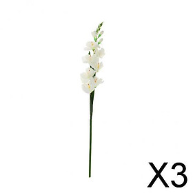 3xArtificial Simulation Gladiolus Flower Stem Wedding Home Decor  White