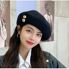 ón Beret Mũ bere Họa Sĩ Màu Trơn Nữ đẹp thời trang Hàn Quốc dona21101903