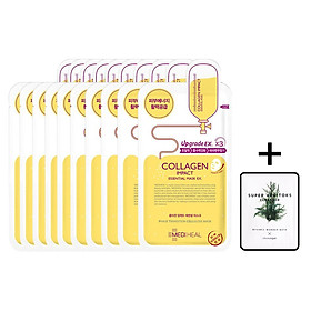 Hộp 10 Mặt nạ dưỡng săn chắc da ngăn ngừa lão hóa da Mediheal Collagen Impact Essential Mask Ex 25ml x10 + Tặng 1 gói sữa rửa mặt thải độc Super Vegitoks Cleanser 3ml