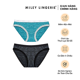 Bộ 2 Quần Lót Thun lạnh Sớ Lụa Miley Lingerie FWS_00 - MÀU ĐEN + XANH