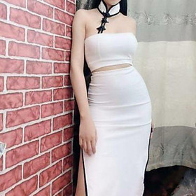 Sét áo cúp đính nút cổ tàu sexy