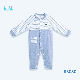 Body cho bé sơ sinh vải sợi tre cao cấp siêu mềm mịn - body suit cho trẻ sơ sinh - bé trai - bé gái , Bộ áo liền quần bodysuit cho bé , body dài tay cài giữa phối thân trước size cho bé từ newborn đến 12 tháng (2.5- 10kg) HAKI BB030