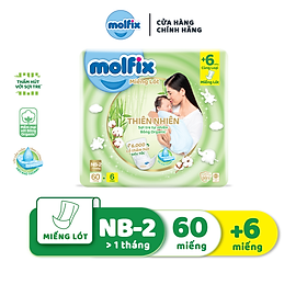 Miếng lót sơ sinh Molfix Thiên nhiên Super Jumbo Newborn 2 (trên 1 tháng tuổi) - Gói 60+6 miếng