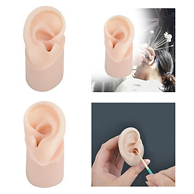 1Set Soft Silicone Ear Model with Base Delicate Texture Earrings Display