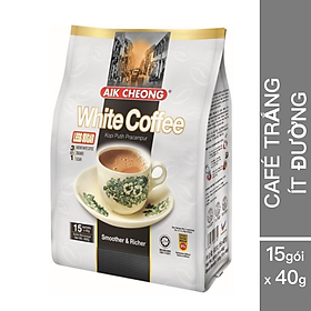 Cà Phê Trắng Ít Đường Aik Cheong Malaysia - White Coffee Less Sugar - 600g (15 gói x 40g)