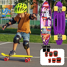 Ván Trượt Skateboard Penny - Có Tay Cầm - Trục Kim Loại To - Bánh Cao Su Có Đèn Led (Kích Thước 56 x 10 x 13 cm)