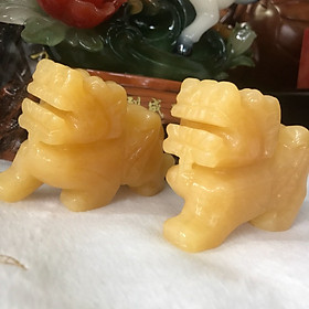Cặp Tỳ Hưu Phong Thủy Nhỏ Hút Tài Đá Ngọc Hoàng Long Vàng 10cm Để bàn mệnh Kim Thổ Thủy để bàn làm việc, bàn thờ thần tài may mắn ạ
