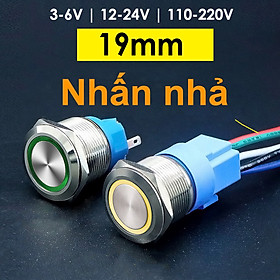 Mua Nút công tắc INOX Nhấn nhả  Nhấn tự phục hồi 19mm Có đèn LED (3-6V  12-24V  110-220V)