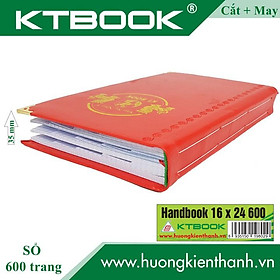 SỔ GHI CHÉP BÌA DA KTBOOK HANDBOOK CAO CẤP 600 trang size 16x24 cm ruột giấy in caro CẮT GÓC và May Gáy