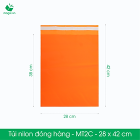 MT2C - 28x42 cm - Túi nilon gói hàng - 300 túi niêm phong đóng hàng màu cam