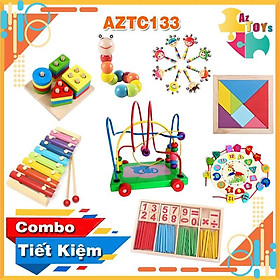 Combo Đồ Chơi Gỗ Phát Triển Trí Tuệ, Kỹ Năng Toàn Diện Cho Bé - AZTC133