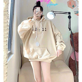 Áo Hoodie Tay Phồng Thụng Hàn Quốc 11 Giờ Cặp Nam NữFREESHIP ĐẸP-Khoác Nỉ Có Nón Mũ 2 Lớp Unisex Thu Đông Chống Nắng