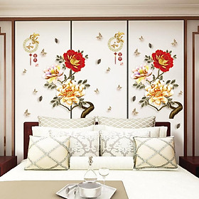 DECAL DÁN TƯỜNG ĐÔI MẪU ĐƠN VÀNG KIM ĐỎ
