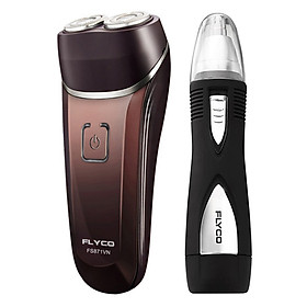 Combo Máy Cạo Râu 2 Lưỡi Chống Nước Flyco FS871VN - Đồng Đỏ Và Máy Tỉa Lông Mũi Flyco FS-7805VN