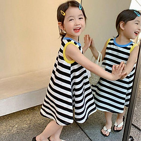 ĐẦM SỌC NGANG VAI VÀNG -CP KID -AN TOÀN CHO LÀN DA BÉ YÊU