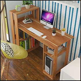 Mua Bàn Làm Việc  Bàn Máy Tính Cao Cấp Chân gỗ Mặt Gỗ Kèm Giá Sách Đa Năng