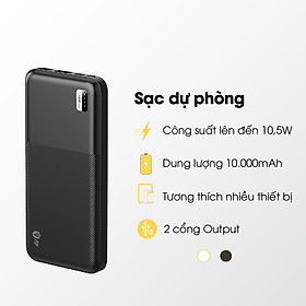 Sạc dự phòng 9Fit 10,000mAh /3.7V Li-Polymer, hỗ trợ sạc nhanh 10,5W tích hợp 2 cổng output - Hàng chính hãng bảo hành 2 năm 1 đổi 1