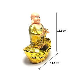 PHẬT DI LẶC NĂNG LƯỢNG MẶT TRỜI ĐỨNG THỎI VANG,THỎI BẠC 23020 CAO 14CM