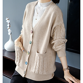 Hình ảnh Áo Khoác Cardigan Nữ Cổ V Phong Cách Thu Đông Hàn Quốc ALN043 MayHomes Chất Liệu Len