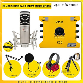 Mua Combo thu âm  livestream Micro AQTA AT-808  Sound card XOX K10 Jubilee - Kèm full phụ kiện kẹp micro  màng lọc  tai nghe  giá đỡ ĐT - Hỗ trợ thu âm  karaoke online chuyên nghiệp - Hàng nhập khẩu