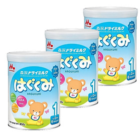 3 Hộp Sữa Bột Morinaga Hagukumi Dành cho trẻ Số 1 (850g)