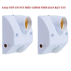 Mua COMBO 2 ĐUI ĐÈN CẢM ỨNG CHUYỂN ĐỘNG  đui đèn cảm biến hồng ngoại  Có nút điều chỉnh sáng và thời gian