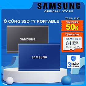 Ổ cứng di động SSD Samsung T7 Portable USB Type C 3.2 Gen 2- Hàng Chính Hãng - 500GB - Màu đen