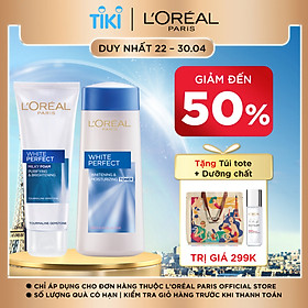 Bộ Sữa rửa mặt và Nước hoa hồng dưỡng trắng da L'Oréal Paris White Perfect