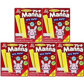 Lốc 5 hộp bánh xốp sữa ăn dặm Morinaga - Manna Milk Wafer