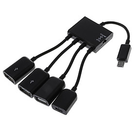 Micro USB Hub OTG Cable , 4 in 1 Micro USB Male to Female 1x Micro USB +3x USB 2.0 OTG Extension Adapter for Smartphone and Tablet