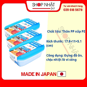 Bộ 3 set 2 hộp đựng thực phẩm hình chữ nhật nắp xanh K291-3 650ml Nội địa Nhật Bản