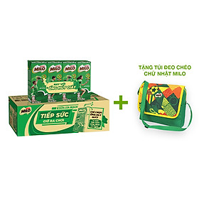 Tặng Túi Đeo Chéo Chữ Nhật Milo Sữa lúa mạch Nestlé MILO thùng 48 hộp x