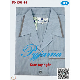 Bộ Pyjama HUONGTAM Kate  tay ngắn nam cao cấp(PNK02N4). Chất liệu Kate loại tốt:  mềm mại, thoáng mát, không phai màu