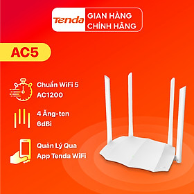 Tenda Thiết bị phát Wifi AC5 Chuẩn AC 1200Mbps - Hàng Chính Hãng
