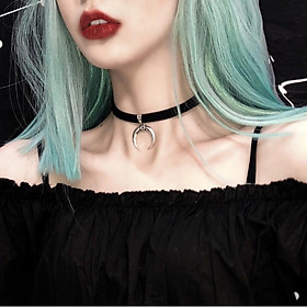 Vòng cổ choker nữ thời trang - dây vải co dãn treo mặt trăng cực đẹp