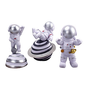 3Pcs PVC Astronaut Statue Spaceman Figurine Action Figure for Shelf Bedroom Kids Gift