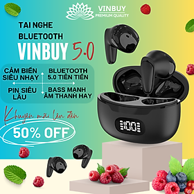 Tai Nghe Bluetooth Không Dây VinBuy Nhét Tai Chống Ồn Cao Cấp V5.0 Chính Hãng Dùng Cho Iphone Samsung OPPO VIVO HUAWEI XIAOMI, Tai Nghe Không Dây - Hàng Chính Hãng