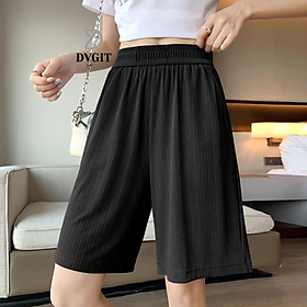 Quần Đùi Short Nữ DVGIT Fashion Chất Liệu Tăm Gân Cao Cấp Mềm Mịn Mát Mẻ Phong Cách Hàn Quốc Đi Chơi Du Lịch Mặc Ở Nhà - Đen