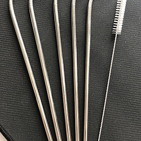 Mua Combo 5 ống hút cong inox trắng + cọ rửa