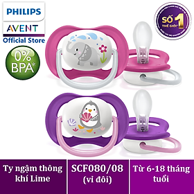 Hình ảnh Núm ty ngậm thông khí Philips Avent hình thú (phiên bản Lime) cho trẻ từ 6-18 tháng tuổi _ vỉ đôi