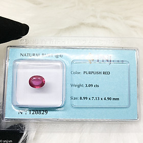 Viên ruby oval mài giác làm nhẫn mặt dây 3.09ct 120829