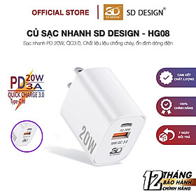 Mua Củ Sạc Nhanh 20W QC3.0 2 cổng SD DESIGN HG08 sạc cho điện thoại các thiết bị di động bảo hành 1 đổi 1