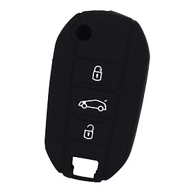 Silicone Car Key Case Cover Fit for AUDI Folding Remote Key Fob Case Shell 3 Buttons Black