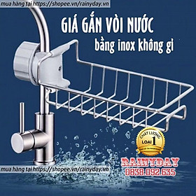 Giá khay inox để đựng đồ rẻ rửa bát chén miếng xà phòng gắn treo vòi nước bồn chậu nhà bếp