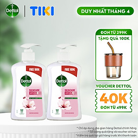 Combo 2 nước rửa tay Dettol kháng khuẩn chăm sóc da - Chai 500g