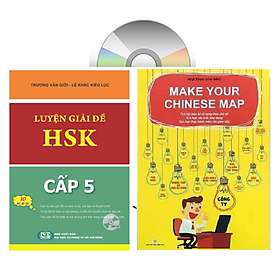 Combo 2 sách Luyện giải đề thi HSK cấp 5 có mp3 nghe +Make your Chinese map Bản đồ tư duy từ vựng Tiếng Trung theo chủ đề +DVD tài liệu