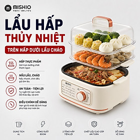 Nồi lẩu hấp thủy nhiệt Mishio MK382 khay hấp inox 304 - Hàng chính hãng