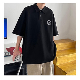 Áo Polo tay lỡ , form Oversize, hoạ tiết hình mặt cười , phong cách trẻ trung năng động nam nữ đều mặc được