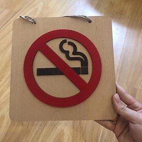 Bảng gỗ biển gỗ treo quán cafe văn phòng no smoking tặng móc dán