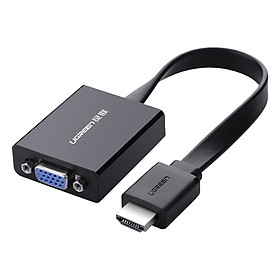 Cáp Chuyển Đổi HDMI Sang VGA + Audio Cáp Dẹt Có Nguồn Phụ Ugreen 40248 - Hàng Chính Hãng